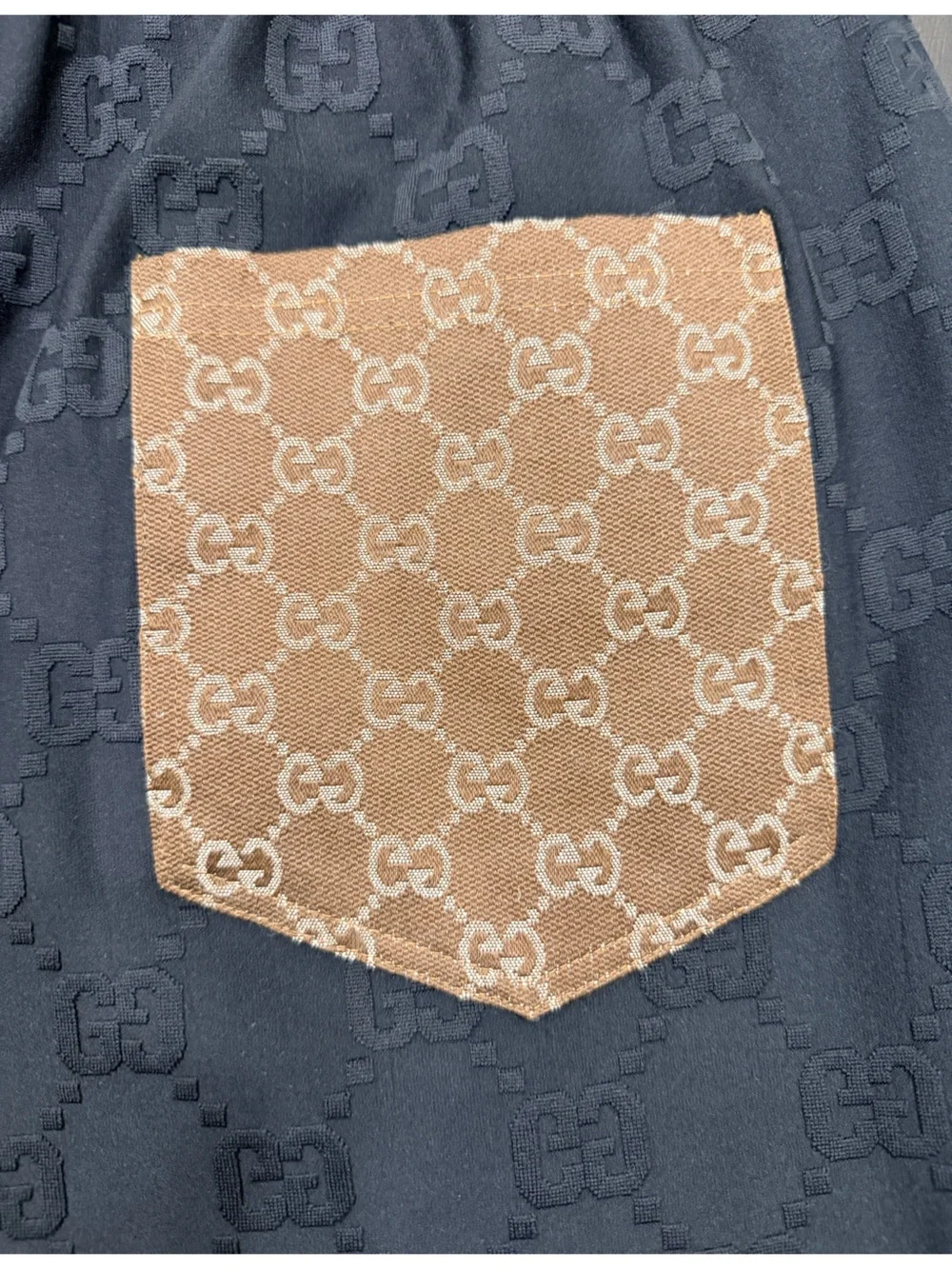Gucci Black Tee and Shorts with Brown Logo-Trim